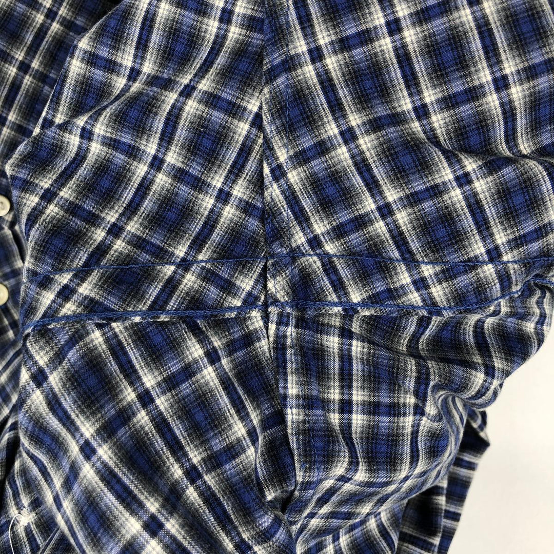 Ralph Lauren CUSTOM FIT long sleeve button down check shirt men's XL size cotton navy blue type Vintage Second Hand