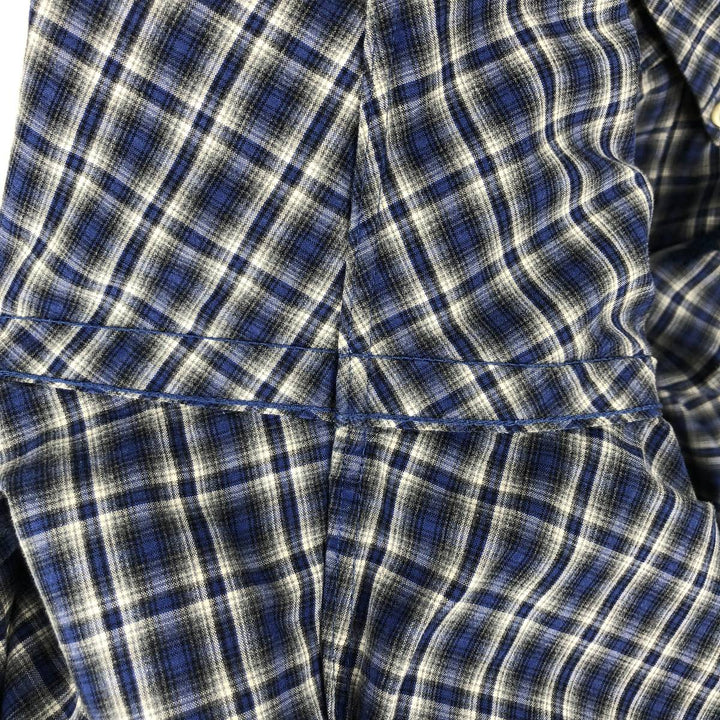 Ralph Lauren CUSTOM FIT long sleeve button down check shirt men's XL size cotton navy blue type Vintage Second Hand