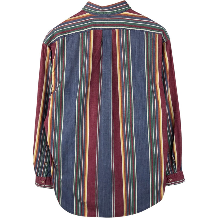 Ralph Lauren Multi-Stripe Long Sleeve Button-Down Striped Shirt, Men's Size L cotton Navy blue Vintage Second Hand