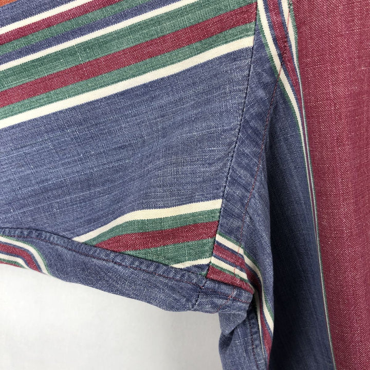 Ralph Lauren Multi-Stripe Long Sleeve Button-Down Striped Shirt, Men's Size L cotton Navy blue Vintage Second Hand
