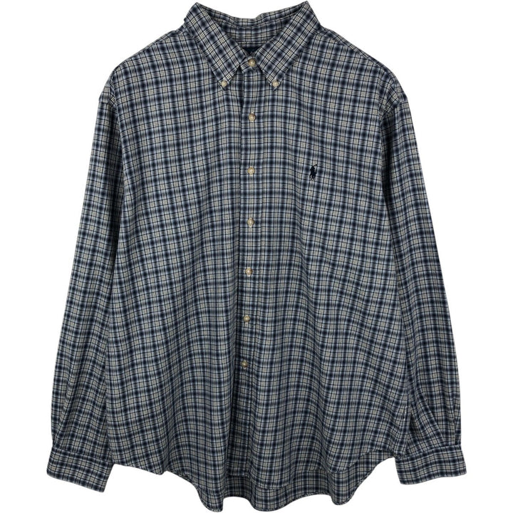 Ralph Lauren Classic Fit Long Sleeve Button Down Check Shirt Men's XXL cotton black type Vintage Second Hand