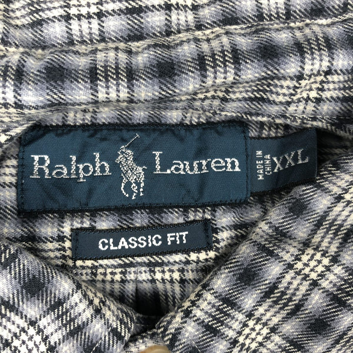 Ralph Lauren Classic Fit Long Sleeve Button Down Check Shirt Men's XXL cotton black type Vintage Second Hand