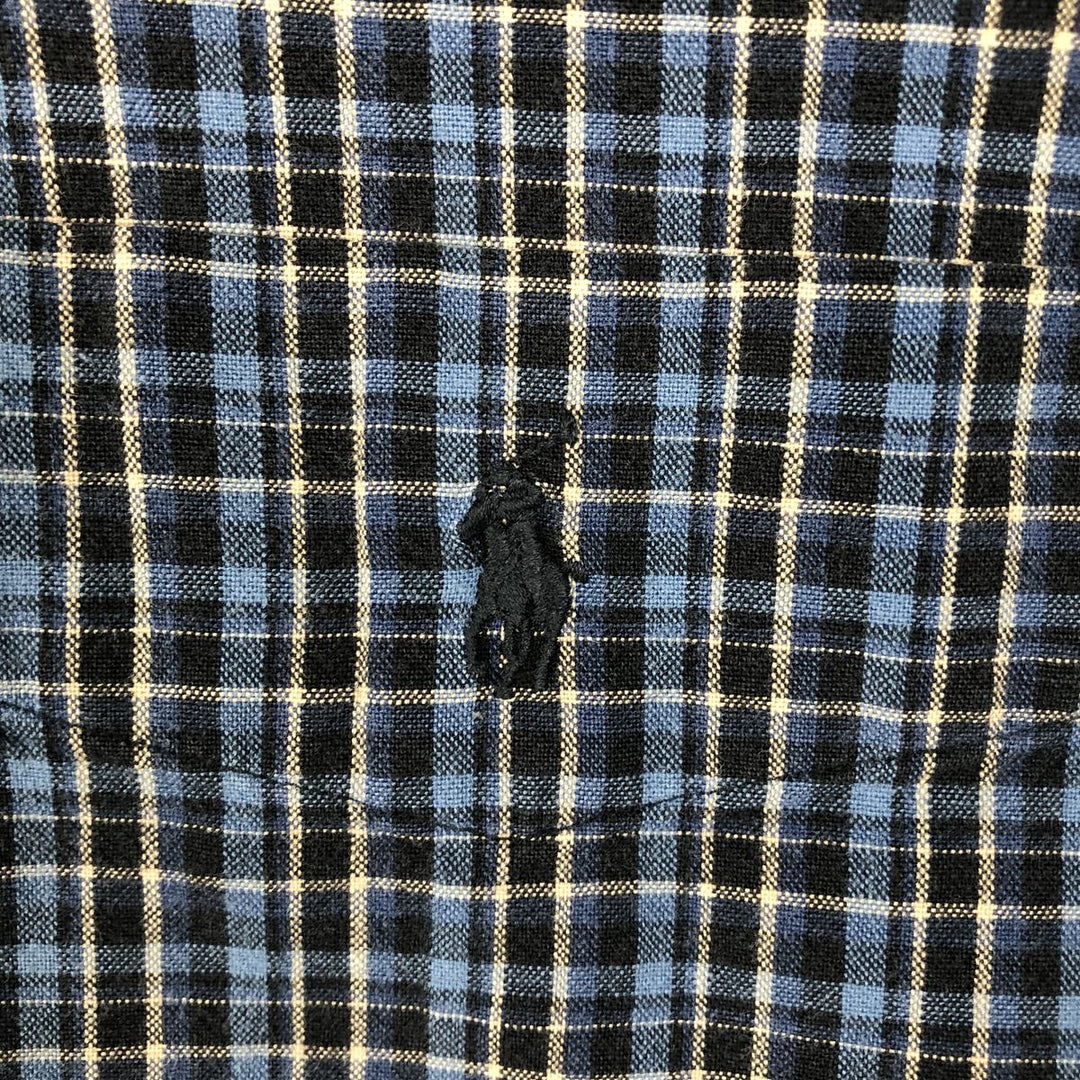 Ralph Lauren BIG SHIRT Long sleeve button-down check shirt Men's L size cotton navy blue type Vintage Second Hand