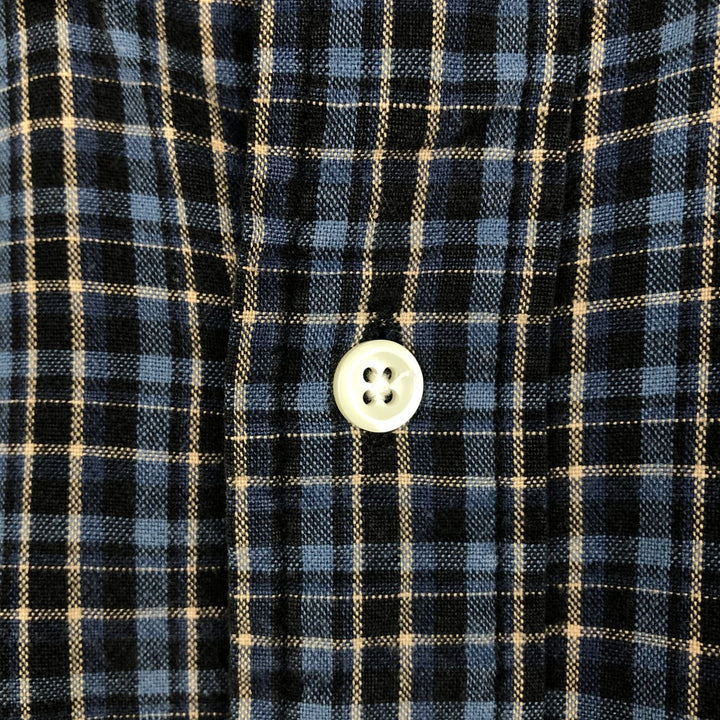 Ralph Lauren BIG SHIRT Long sleeve button-down check shirt Men's L size cotton navy blue type Vintage Second Hand