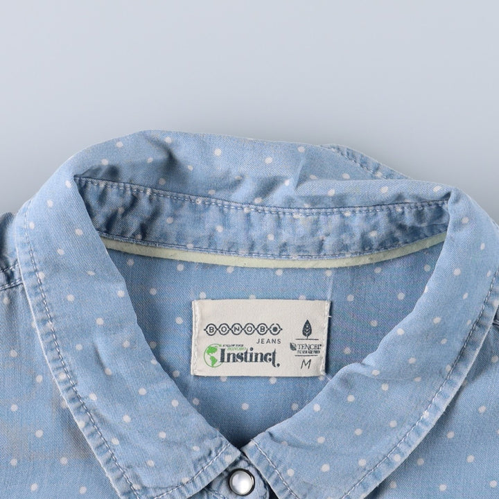 BONOBO JEANS INSTINCT Dot Pattern Long-Sleeve Shirt (Women's Size M) unclear Blue type light blue Vintage Second Hand