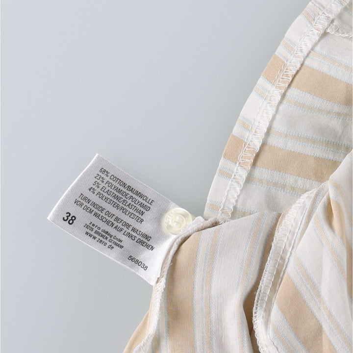 90'S Zero Multi-Stripe Skipper Collar Long-Sleeve Blouse, Women's Size S (Equivalent), Vintage cotton white type Vintage Second Hand