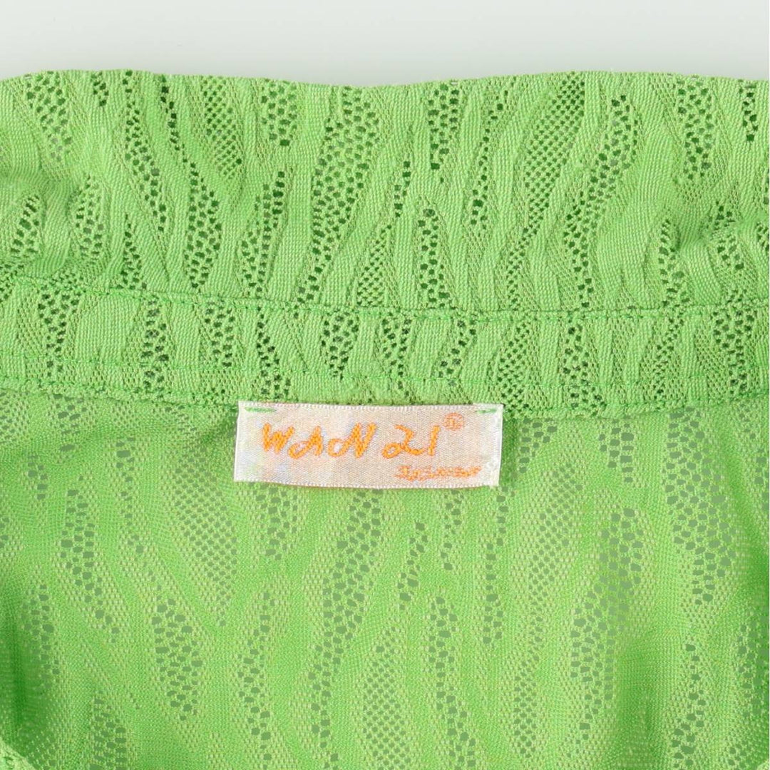 WAN ai Skipper Collar Long Sleeve See-Through Shirt Box Shirt Women's Size M unclear green type yellow green Vintage Second Hand