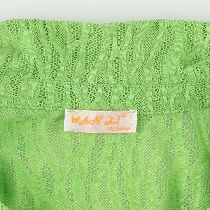 WAN ai Skipper Collar Long Sleeve See-Through Shirt Box Shirt Women's Size M unclear green type yellow green Vintage Second Hand