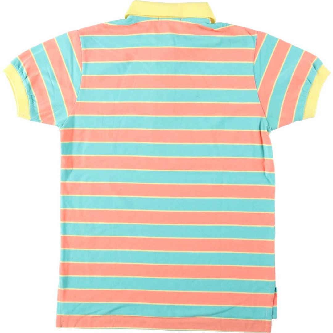 Esprit SPORT Multi-Border Short-Sleeve Polo Shirt (Women's Size S) polyester coral Vintage Second Hand