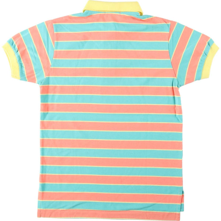 Esprit SPORT Multi-Border Short-Sleeve Polo Shirt (Women's Size S) polyester coral Vintage Second Hand