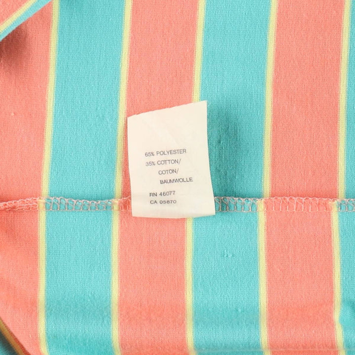 Esprit SPORT Multi-Border Short-Sleeve Polo Shirt (Women's Size S) polyester coral Vintage Second Hand