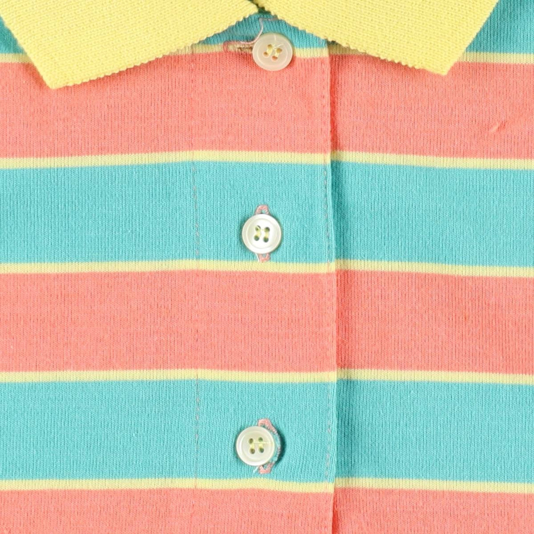 Esprit SPORT Multi-Border Short-Sleeve Polo Shirt (Women's Size S) polyester coral Vintage Second Hand