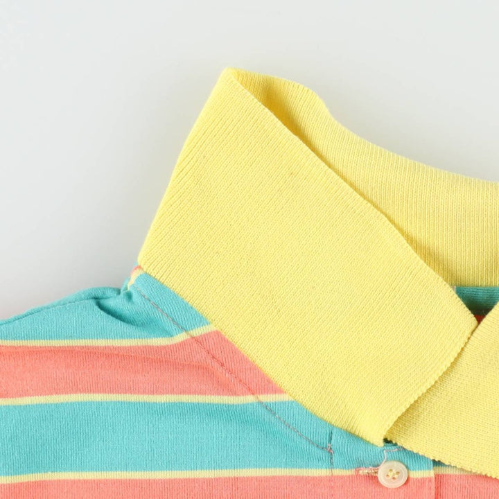 Esprit SPORT Multi-Border Short-Sleeve Polo Shirt (Women's Size S) polyester coral Vintage Second Hand