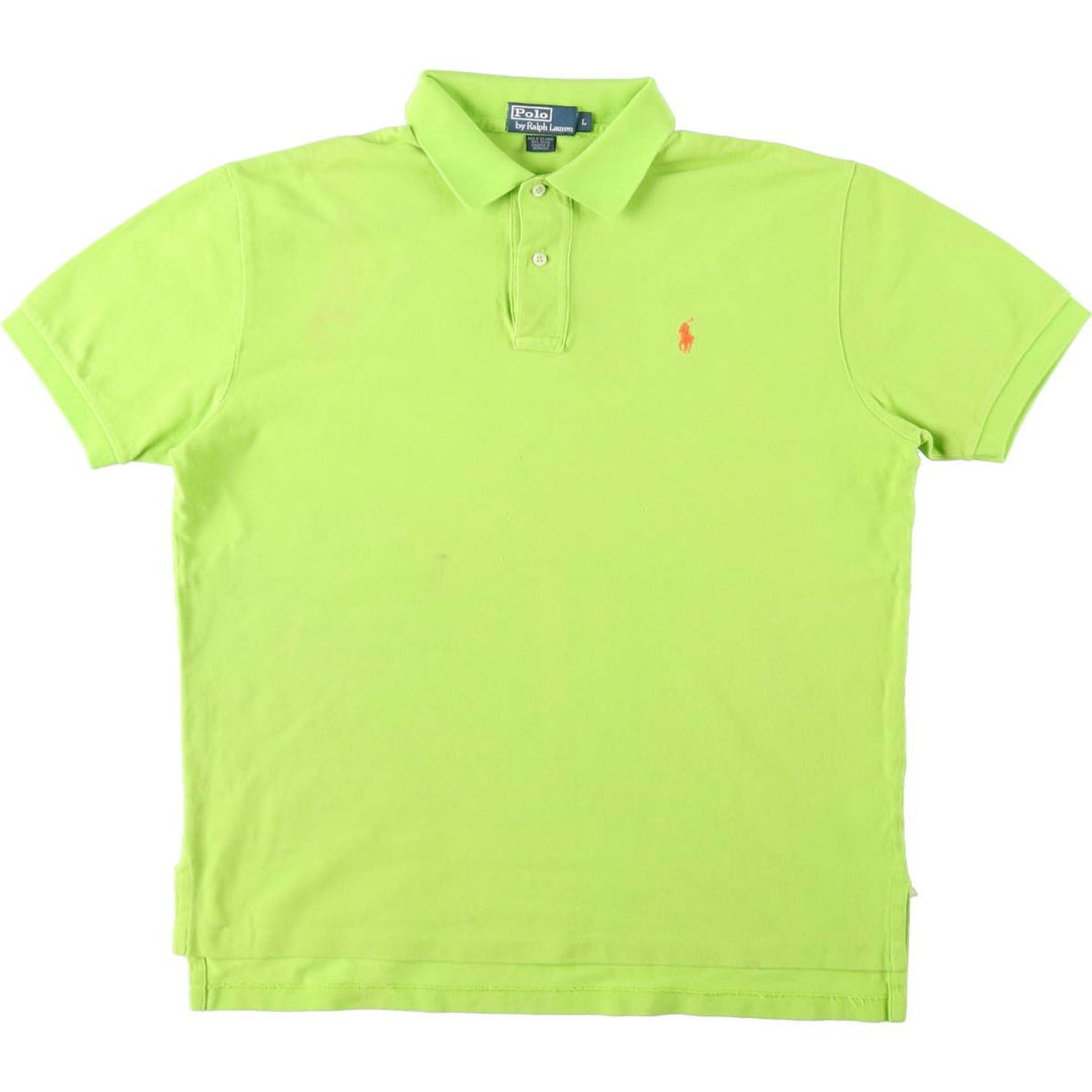 Ralph Lauren POLO by Ralph Lauren short sleeve polo shirt, women's size L cotton green type yellow green Vintage Second Hand