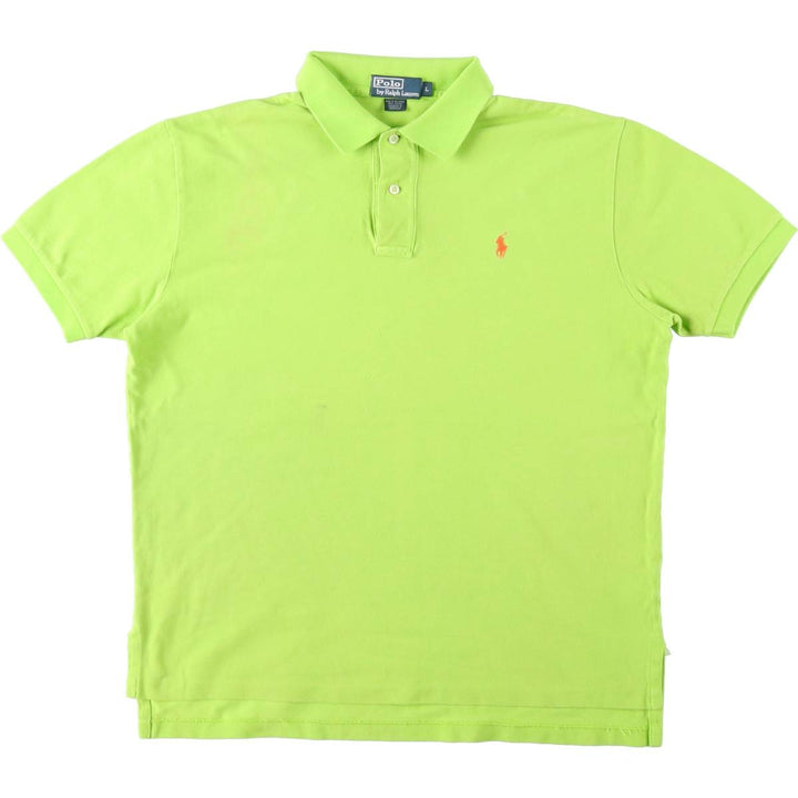 Ralph Lauren POLO by Ralph Lauren short sleeve polo shirt, women's size L cotton green type yellow green Vintage Second Hand