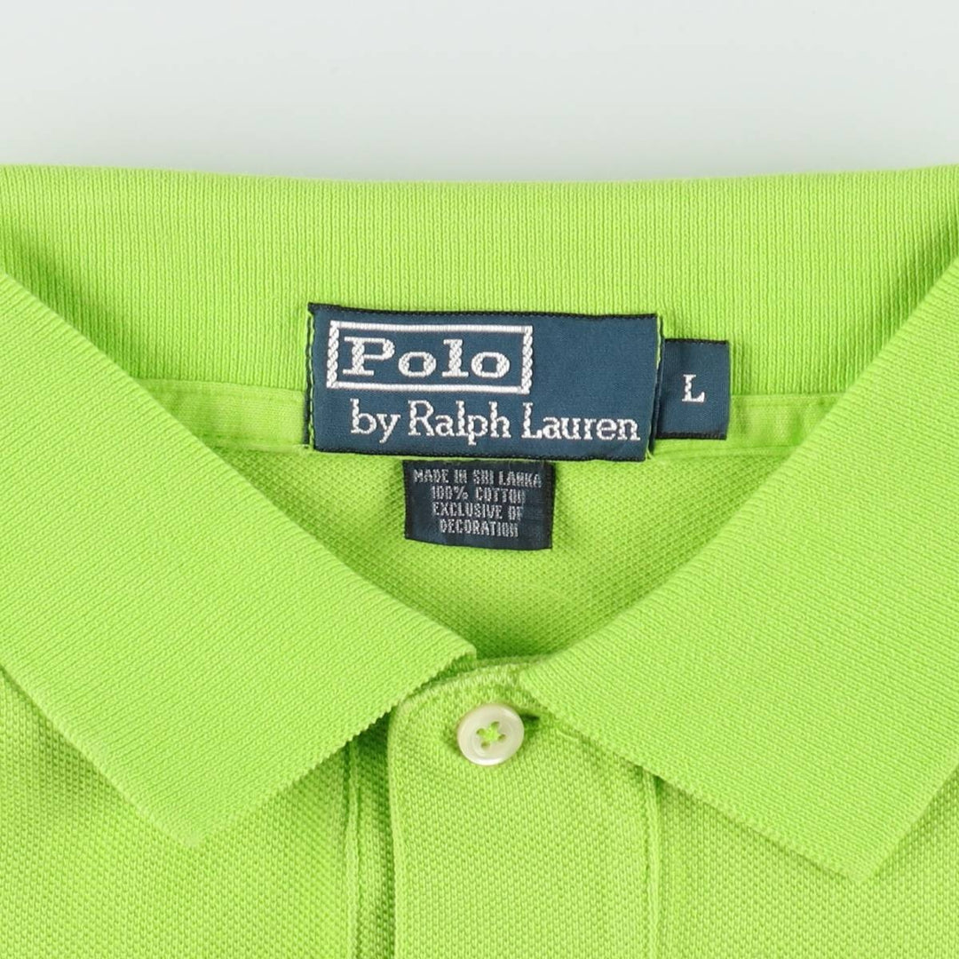Ralph Lauren POLO by Ralph Lauren short sleeve polo shirt, women's size L cotton green type yellow green Vintage Second Hand