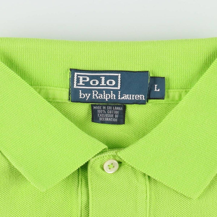 Ralph Lauren POLO by Ralph Lauren short sleeve polo shirt, women's size L cotton green type yellow green Vintage Second Hand