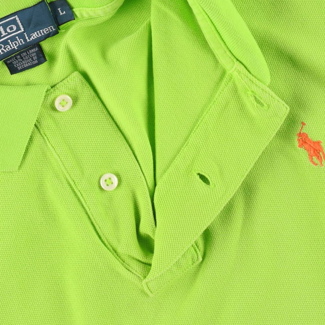 Ralph Lauren POLO by Ralph Lauren short sleeve polo shirt, women's size L cotton green type yellow green Vintage Second Hand