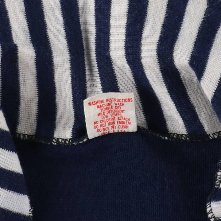 80s-era COLLEGIATE PACIFIC striped pattern college short-sleeved knit polo shirt, made in USA, women's size S equivalent, vintage. polyester navy blue type Vintage Second Hand