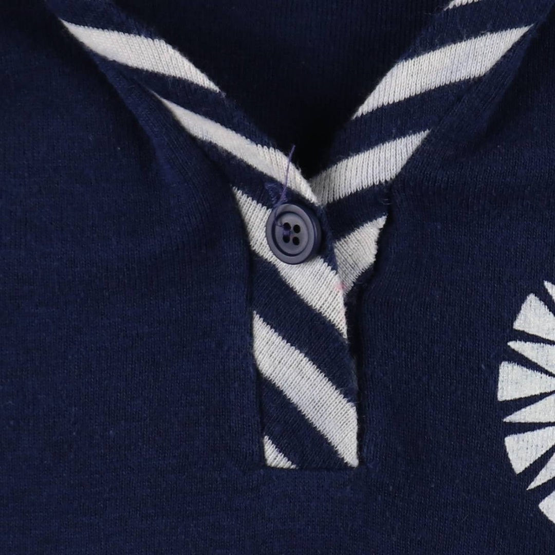 80s-era COLLEGIATE PACIFIC striped pattern college short-sleeved knit polo shirt, made in USA, women's size S equivalent, vintage. polyester navy blue type Vintage Second Hand