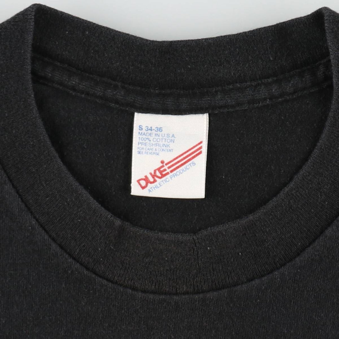 90'S DUKE ATHLETIC PRODUCTS Plain T-Shirt, Made in USA, Women's Size S (Equivalent), Vintage cotton black type Vintage Second Hand
