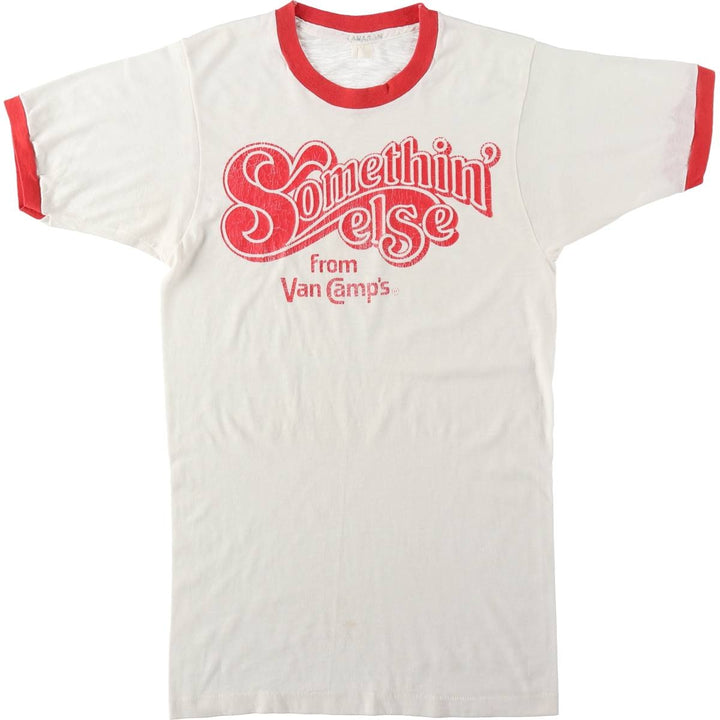 80s-90'S VAN CAMPS Advertising Ringer T-Shirt, Women's Size XS (Equivalent), Vintage unclear white type Vintage Second Hand