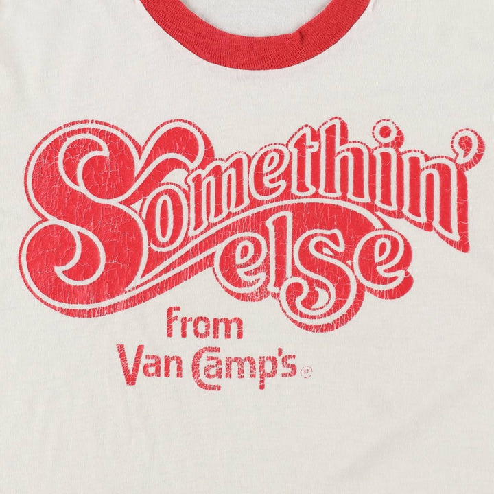 80s-90'S VAN CAMPS Advertising Ringer T-Shirt, Women's Size XS (Equivalent), Vintage unclear white type Vintage Second Hand