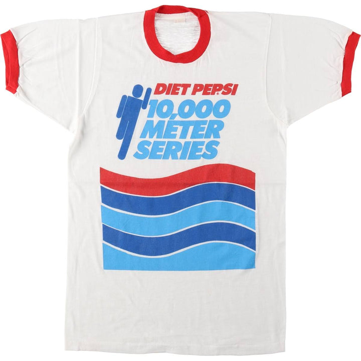 80'S PepsiCo DIET PEPSI Advertising Ringer T-Shirt, Women's Size S (approx.), Vintage unclear white type Vintage Second Hand