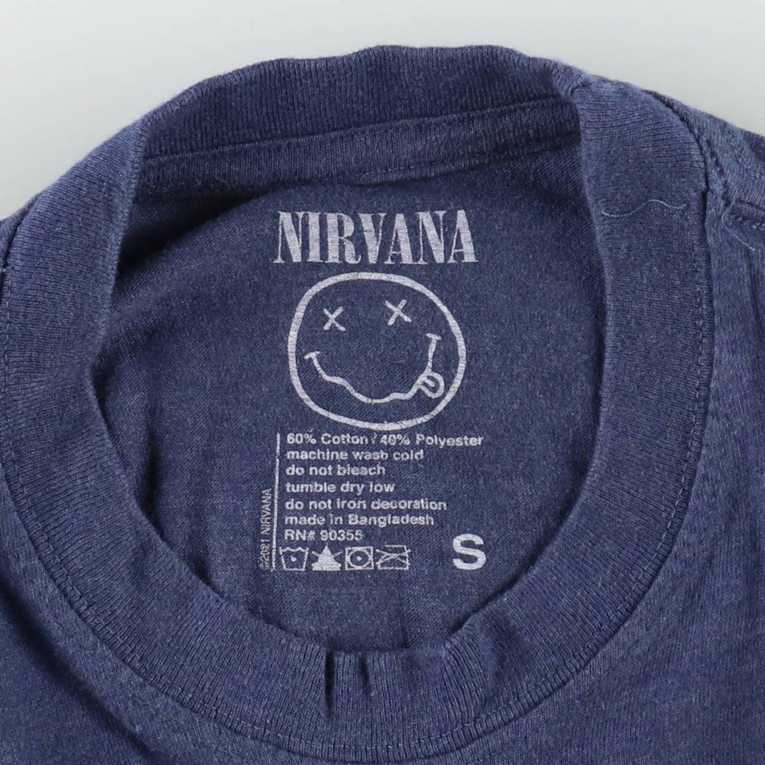 NIRVANA band t-shirt, women's size S (equivalent) cotton blue type Vintage Second Hand