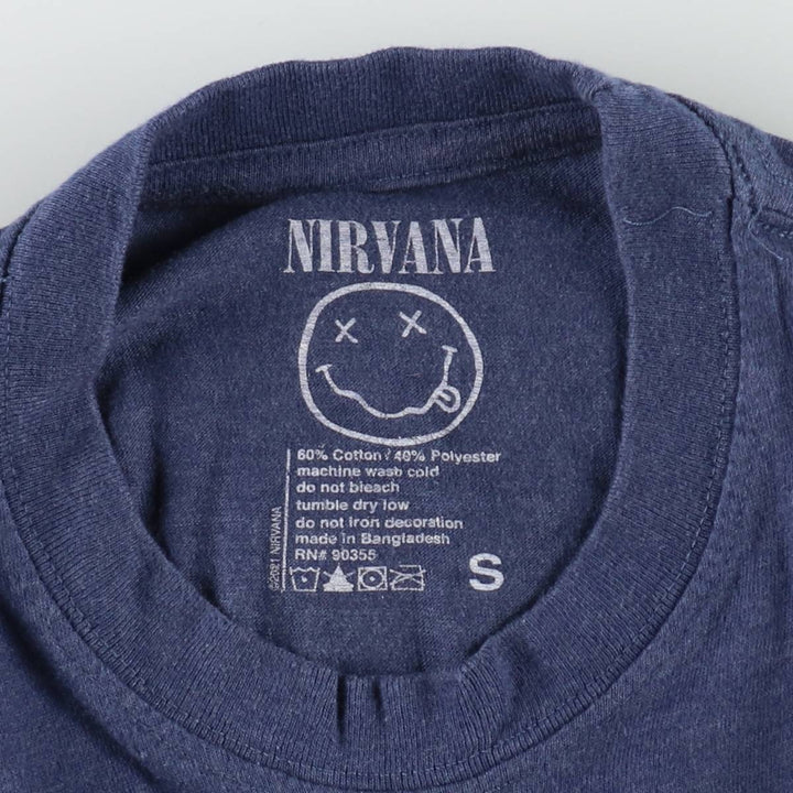 NIRVANA band t-shirt, women's size S (equivalent) cotton blue type Vintage Second Hand