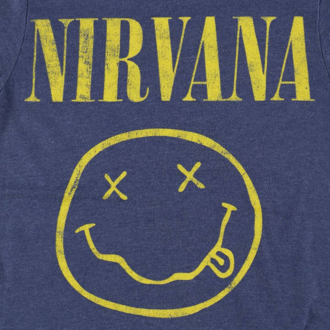 NIRVANA band t-shirt, women's size S (equivalent) cotton blue type Vintage Second Hand