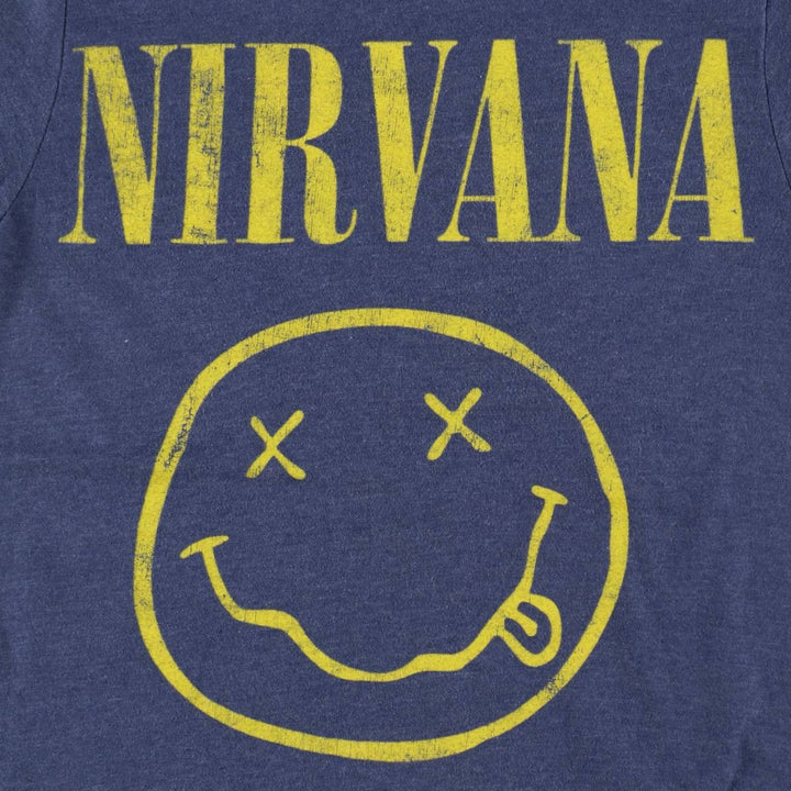 NIRVANA band t-shirt, women's size S (equivalent) cotton blue type Vintage Second Hand