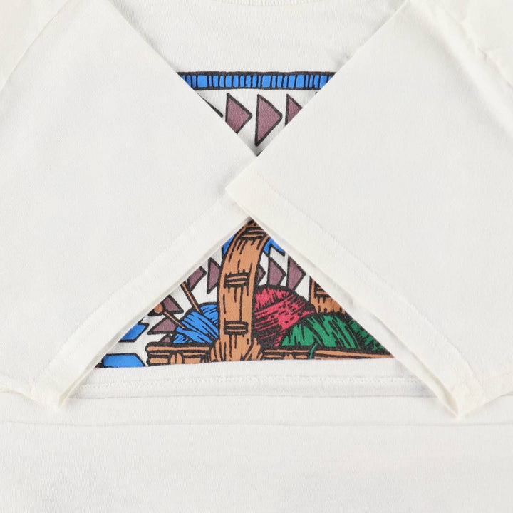 90s-era Teddy Bear Pattern Print T-Shirt, Women's Size L (approx.), Vintage unclear white type Vintage Second Hand