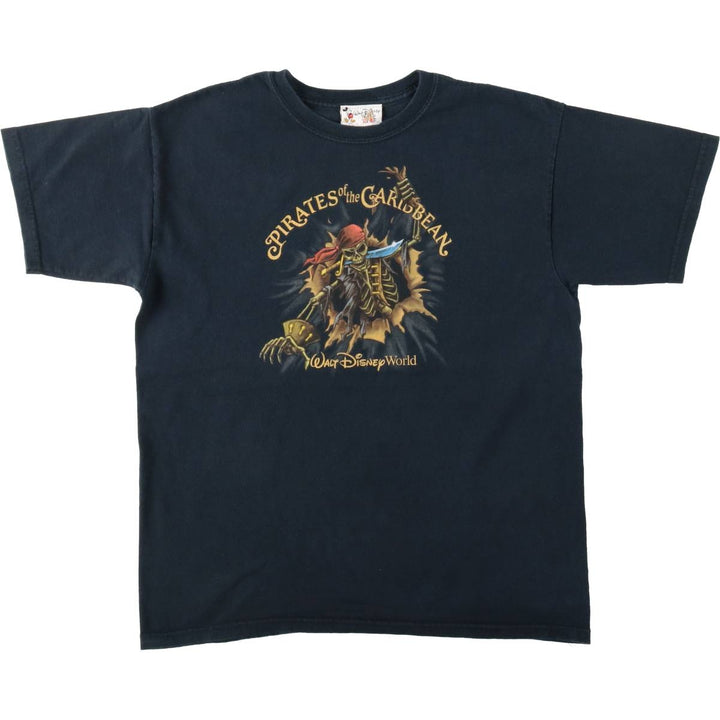 90'S Disney Pirates of the Caribbean character print T-shirt, women's size M (approx.) cotton black type Vintage Second Hand