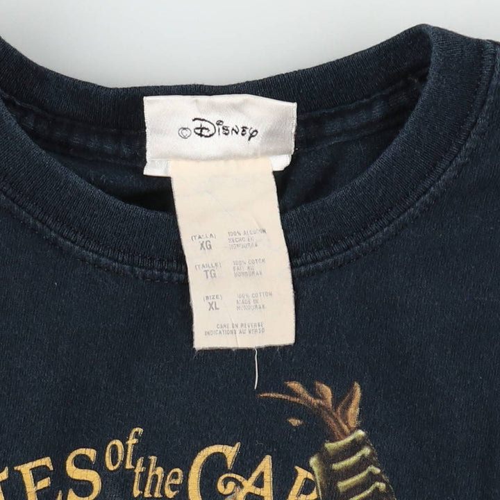 90'S Disney Pirates of the Caribbean character print T-shirt, women's size M (approx.) cotton black type Vintage Second Hand