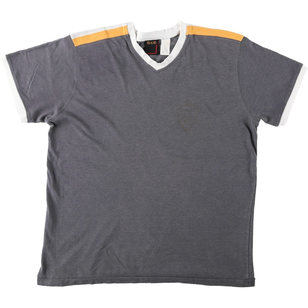 ~90'S Ace V-neck Ringer T-shirt, Men's Size L (approx.), Vintage cotton gray type Vintage Second Hand