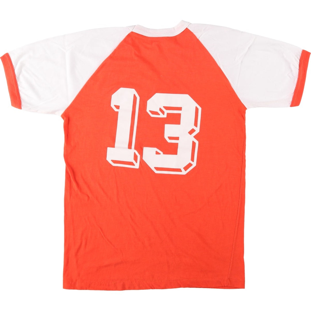 90'S Athletics International V-neck Ringer T-shirt, Made in Canada, Men's Size L (approx.) cotton orange type Vintage Second Hand