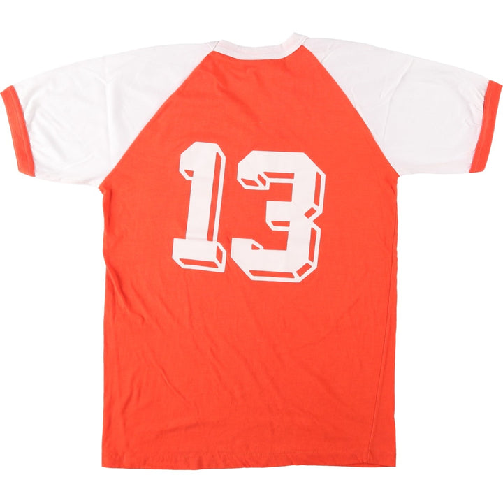 90'S Athletics International V-neck Ringer T-shirt, Made in Canada, Men's Size L (approx.) cotton orange type Vintage Second Hand