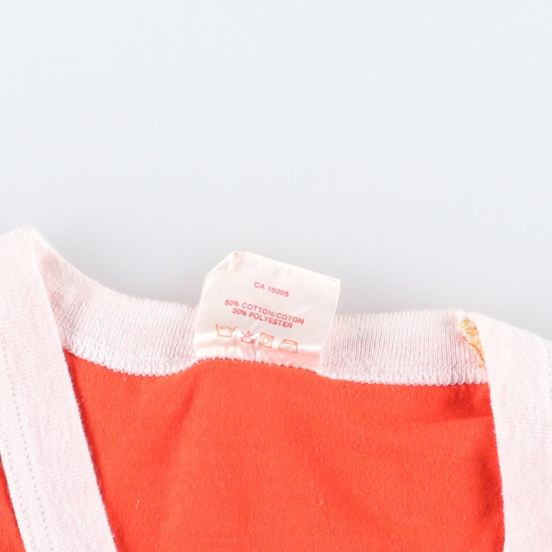 90'S Athletics International V-neck Ringer T-shirt, Made in Canada, Men's Size L (approx.) cotton orange type Vintage Second Hand