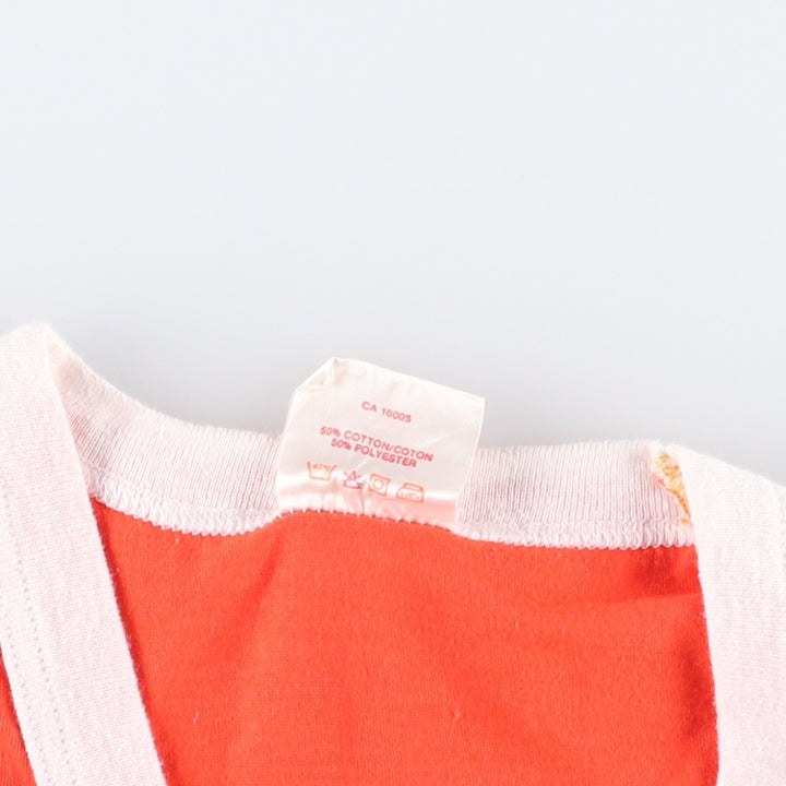 90'S Athletics International V-neck Ringer T-shirt, Made in Canada, Men's Size L (approx.) cotton orange type Vintage Second Hand