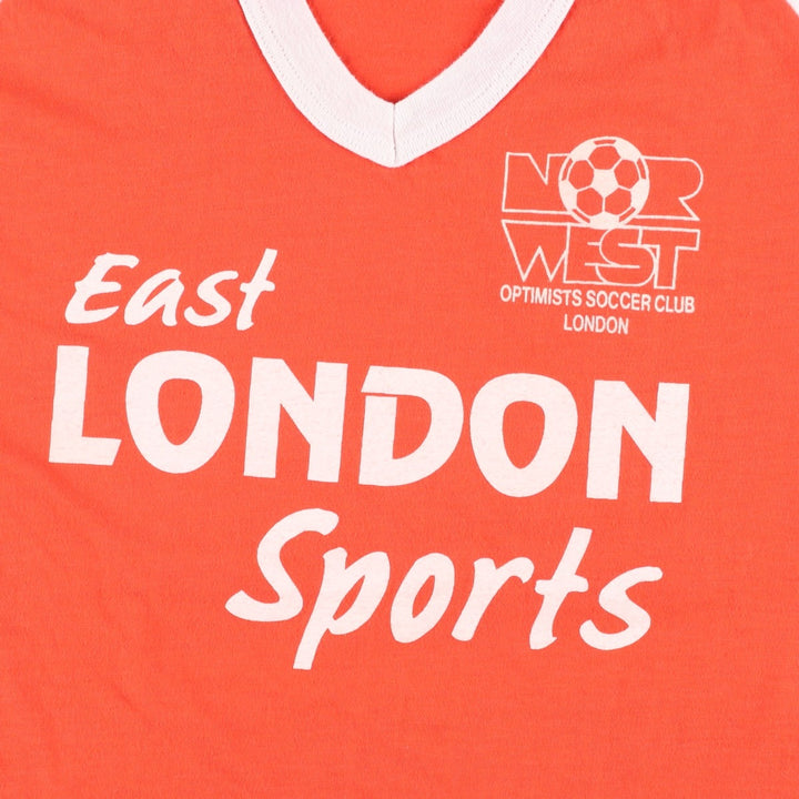 90'S Athletics International V-neck Ringer T-shirt, Made in Canada, Men's Size L (approx.) cotton orange type Vintage Second Hand