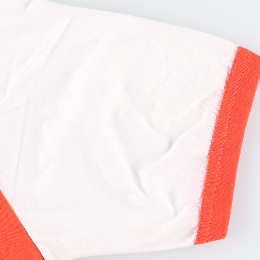 90'S Athletics International V-neck Ringer T-shirt, Made in Canada, Men's Size L (approx.) cotton orange type Vintage Second Hand