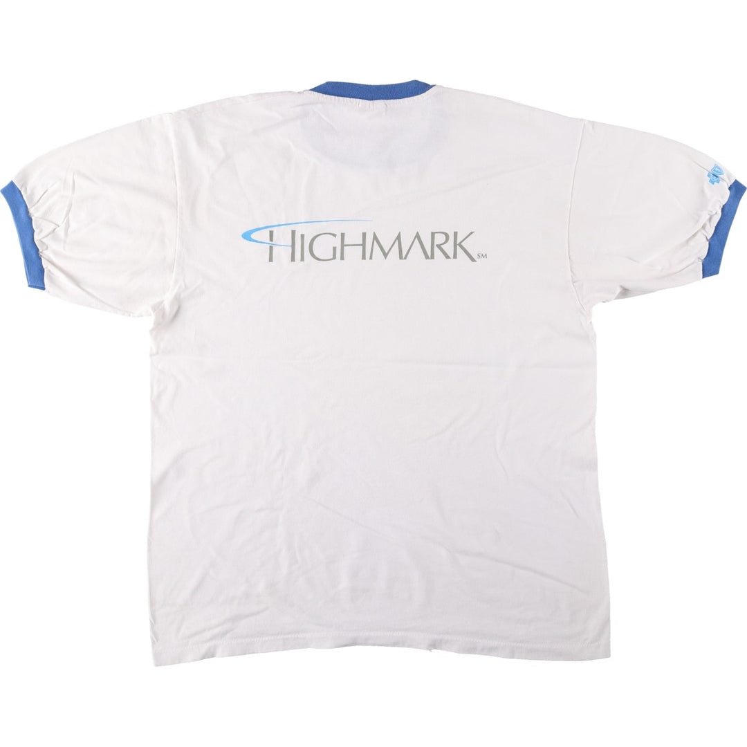 90'S Anvil HIGHMARK Ringer T-Shirt, Made in USA, Men's XL equivalent, Vintage cotton white type Vintage Second Hand