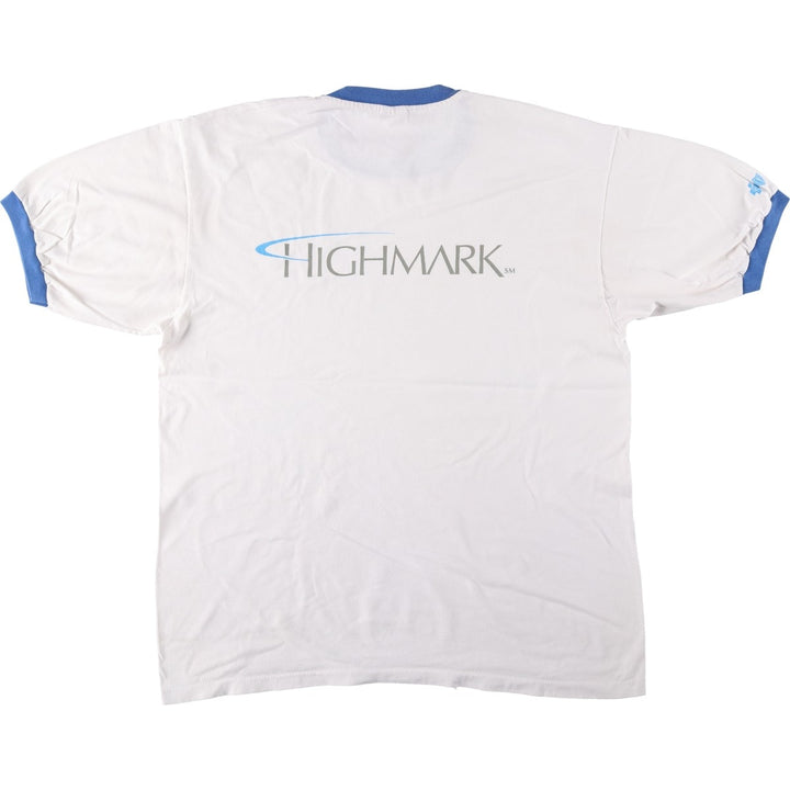 90'S Anvil HIGHMARK Ringer T-Shirt, Made in USA, Men's XL equivalent, Vintage cotton white type Vintage Second Hand