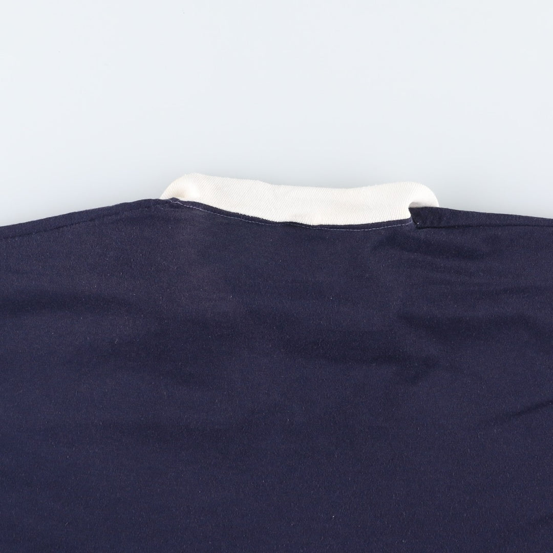 80'S Sportswear V-neck Ringer T-shirt, Made in USA, Men's Size L (approx.), Vintage polyester navy blue type Vintage Second Hand