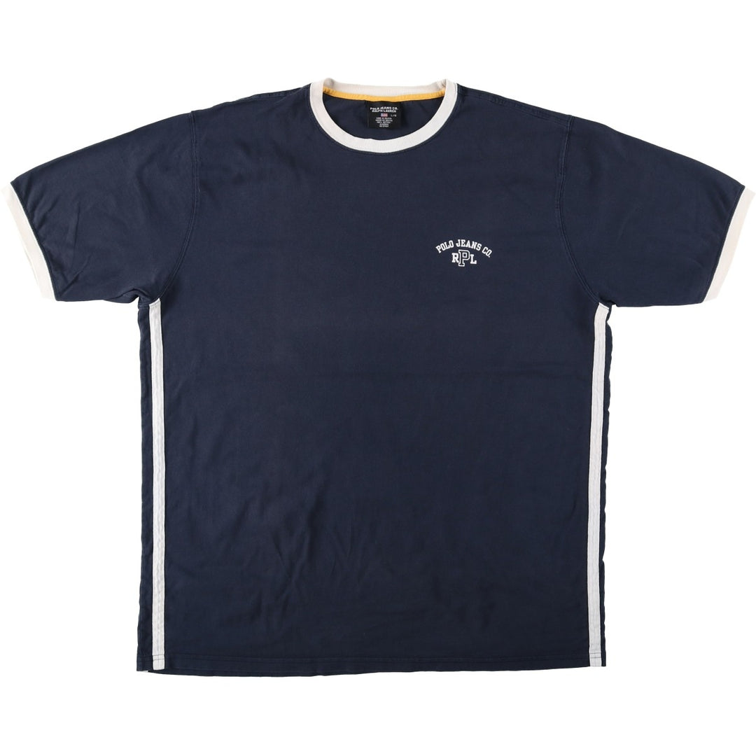 Ralph Lauren POLO by Ralph Lauren Ringer T-shirt, Men's Size L (approx.) cotton navy blue type Vintage Second Hand