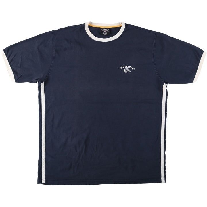 Ralph Lauren POLO by Ralph Lauren Ringer T-shirt, Men's Size L (approx.) cotton navy blue type Vintage Second Hand