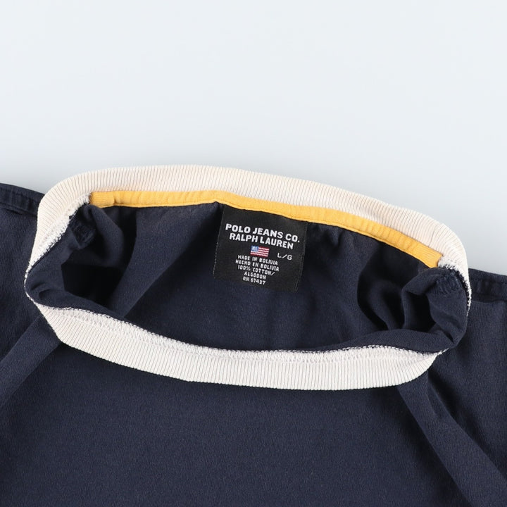 Ralph Lauren POLO by Ralph Lauren Ringer T-shirt, Men's Size L (approx.) cotton navy blue type Vintage Second Hand