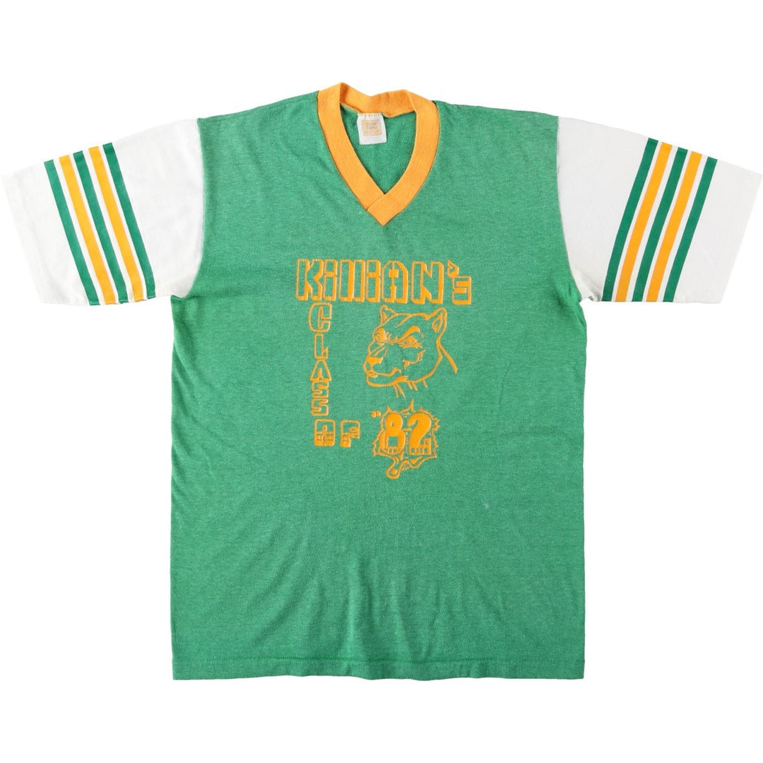 90'S V-neck Ringer T-shirt, Men's Size M (approx.), Vintage cotton green type Vintage Second Hand