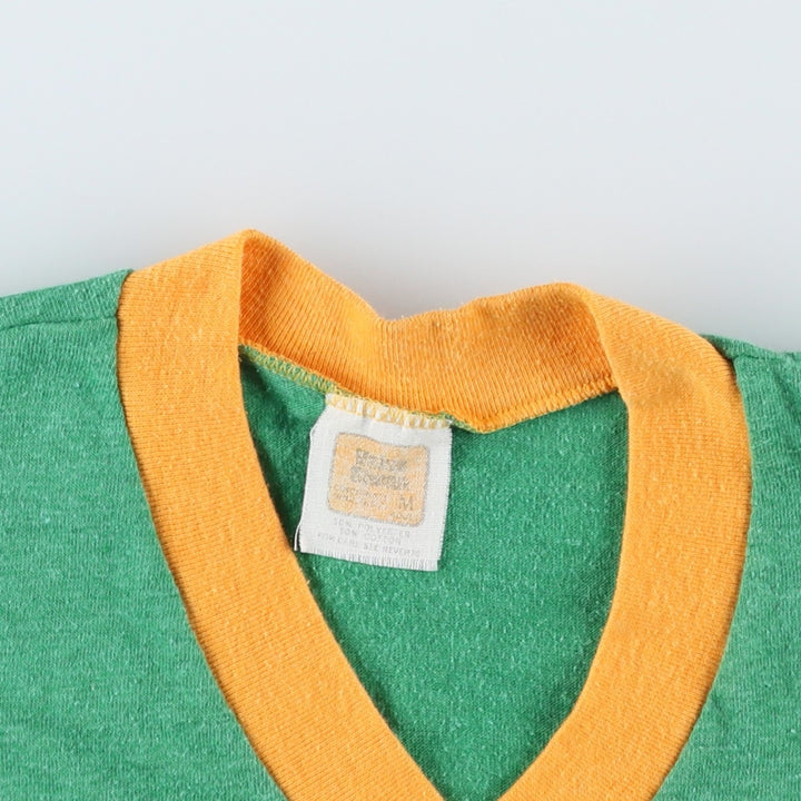 90'S V-neck Ringer T-shirt, Men's Size M (approx.), Vintage cotton green type Vintage Second Hand
